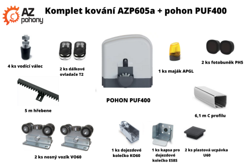 Sada kování AZP605a + pohon PUF400 až do 5,5 m průjezdu